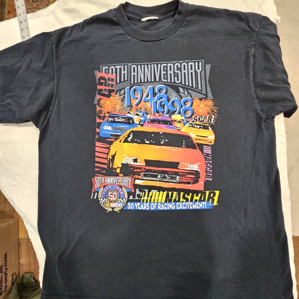 Vintage 1998 NASCAR 50th Anniversary 1948-1998 Racing T Shirt Double Sided XL